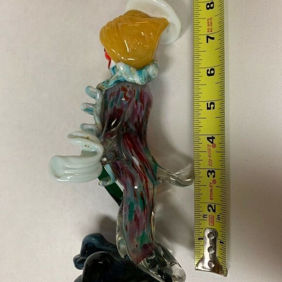 Murano Glass Clown 8″ Hand Blown Yellow Hair - Picture 4 of 8